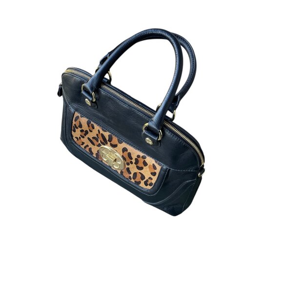 Beautiful Emma Fox Black/Animal Print Genuine Leather Satchel NWOT. - Picture 7 of 7